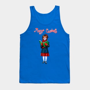 Merry Christmas Caroler Cat Tank Top